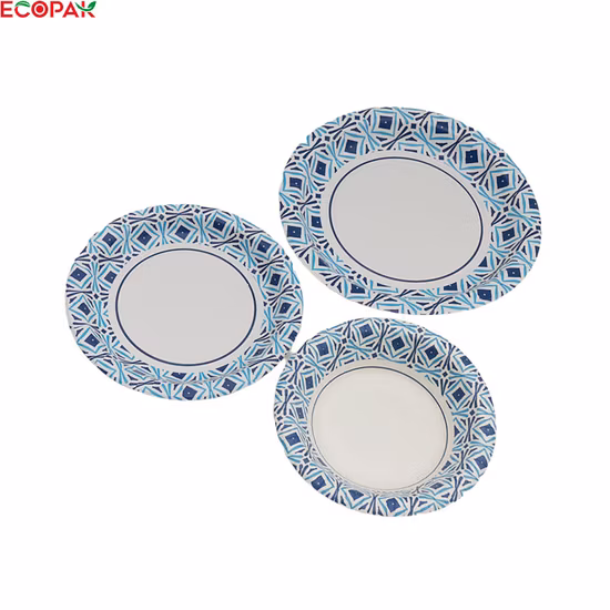 Piatto di carta rotondo per stoviglie biodegradabili compostabili usa e getta per picnic
