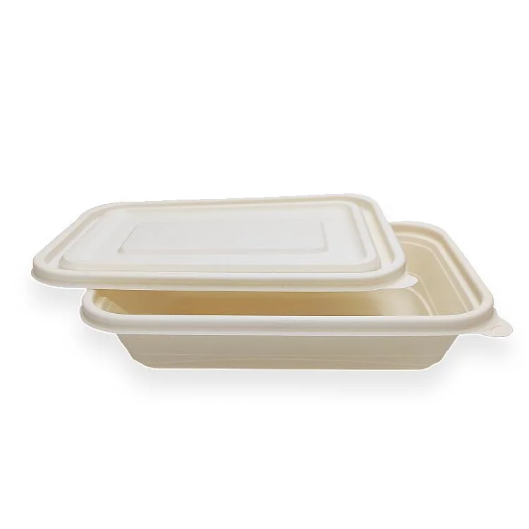 Friendly Disposable Food Boxes with Lids Food Take-out Boxes Biodegradable Take-out Cooked Food Boxes Cornstarch Packaging Box