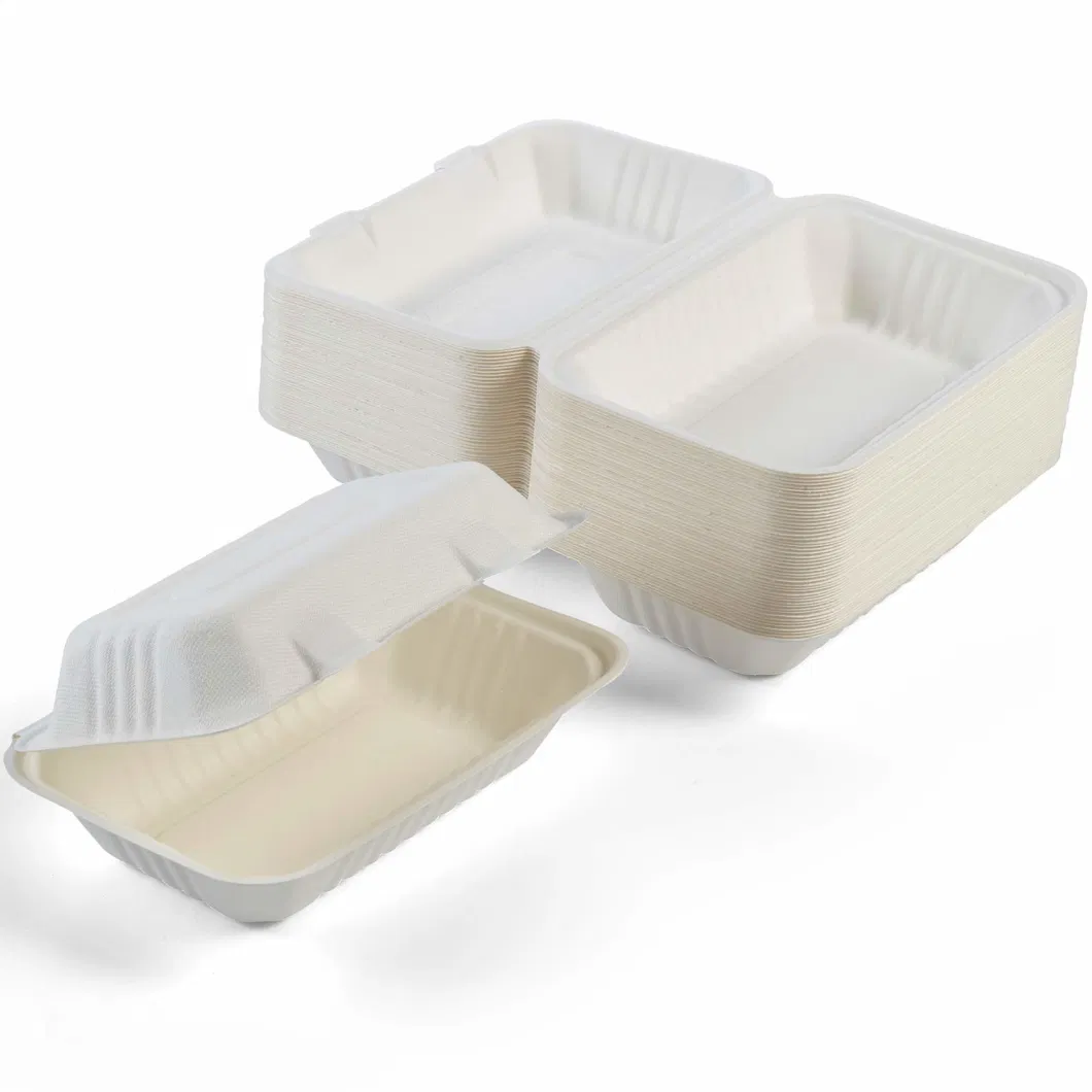 Disposable Biodegradable Compostable Sugarcane Bagasse Hamburger Box Pfas Free