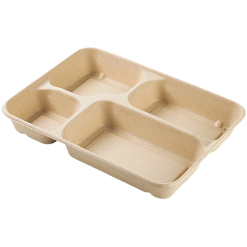 5 Compartments Lunch Tray Fast Food ODM Paper Disposable 100% Biodegradable Bagasse Pulp Pfas Free